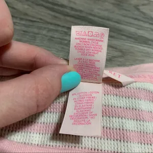Victoria’s Secret light pink white silver striped Long Sleeve PJ Top; Medium thumbnail 3