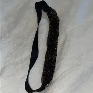 Elegant Beaded Headband - Black and Brown thumbnail 6