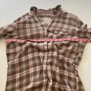Aéropostale Plaid Button Down Shirt Brown Pink Flannel Top Women’s XL 100% Cotto thumbnail 8
