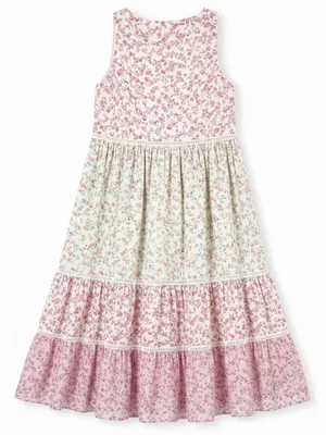 LoveShackFancy for Target Camille Babydoll Dress XS Pink Floral Lace Tiered thumbnail 3