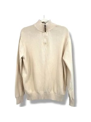 Brandy Melville Aleah Half-Zip Cotton Sweater Cream Size Medium Preppy Casual thumbnail 2