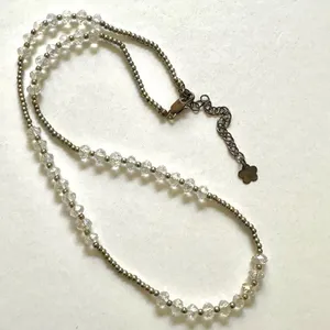 Silver tone clear crystal beaded necklace thumbnail 5