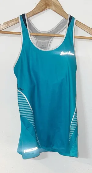 Pearl Izumi p.r.o teal black and white womens built in bra biking tank top thumbnail 1