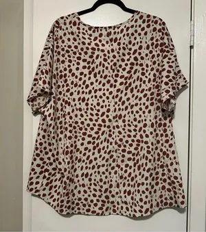 Entro short sleeve blouse cream brown size XL thumbnail 3