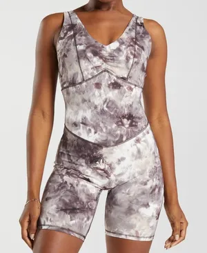 Gymshark Elevate All In One Bodysuit Romper Brown Tie Dye Women’s Large L Yoga thumbnail 1