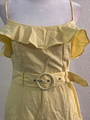 BCBGeneration Yellow Ruffle Belted Mini Dress thumbnail 2