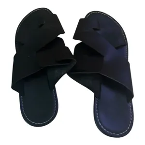 Black Faux Leather Cross-Strap Slide Sandals Size 41 EU 8 US thumbnail 2