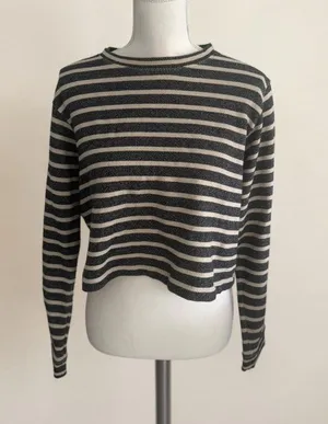 CLUB MONACO Striped Long Sleeve Top Size Small thumbnail 1
