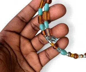 Navajo Native Tribal Santo Domingo Bead Wrap Necklace Ethnic Southwestern Dangle Turquoise Brown thumbnail 3