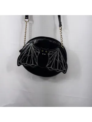 Betsey Johnson Black Bat Crossbody Purse Halloween Goth thumbnail 2