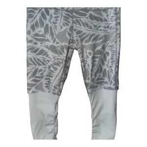 Alo White/Gray Palm Leaf Goddess Leggings, Small‎ thumbnail 5