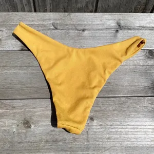 Zaful New Bikini Ribbed Swimsuit high cut bottom V cut textured top tie back thumbnail 2
