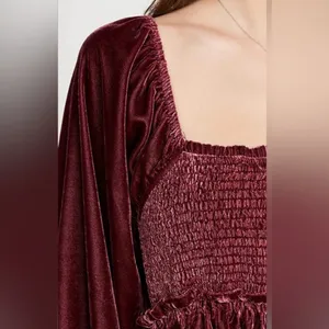 Free People Daphne Boho-Chic Velvet Whimsical Grunge Mini Dress Lace Back Sz S thumbnail 9