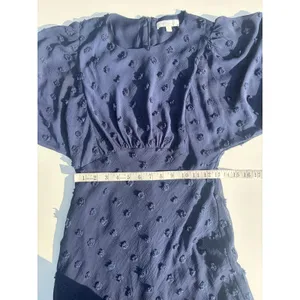 Anthropologie Eri + Ali Michaela Textured Swiss Dot Midi Navy Dress 2 thumbnail 3