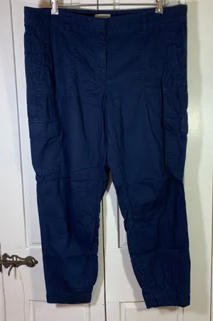 LOFT Outlet Women Blue Cotton Lyocell Cargo Joggers Size 16 Utility Gorpcore thumbnail 1