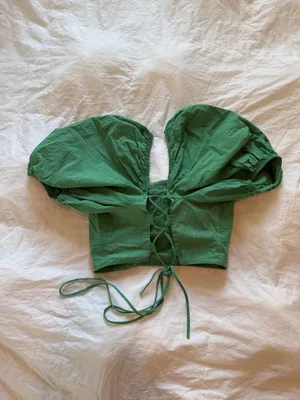 Green ZARA Puffy Sleeve Blouse thumbnail 2