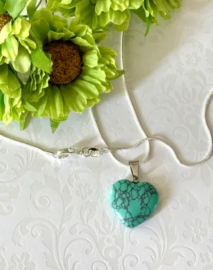 Turquoise Heart Necklace (553) Blue thumbnail 2