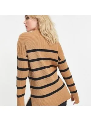 Abercrombie & Fitch Oversized Sweater Soft A&F College Stripe XS Tan Black thumbnail 8