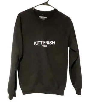Kittenish Size‎ Small Black Spellout Crewneck Pullover Sweatshirt thumbnail 1