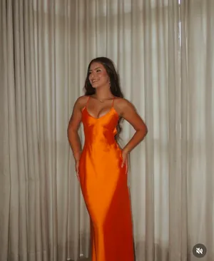 Zara dress maxi midi hot orange satin effect wedding party cocktail thumbnail 10