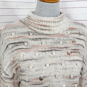 Loft Space Dyed Knobby Bobble Mock Neck‎ Sweater Cream Beige XSmall XS thumbnail 7