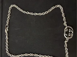 Authentic GUCCI Made In Italy 925 Sterling Silver Double Logo Necklace with Box thumbnail 12
