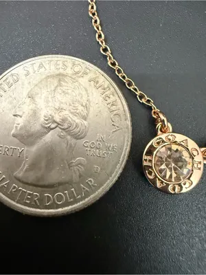 COACH Rose-Gold Open Circle Crystal Pendant Necklace thumbnail 10