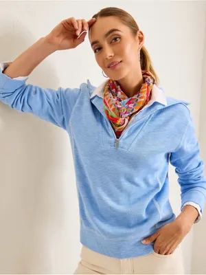 Tommy Bahama Tobago Bay Half 1/2 Zip Sweatshirt Light Sky Blue Medium NEW NWT thumbnail 1
