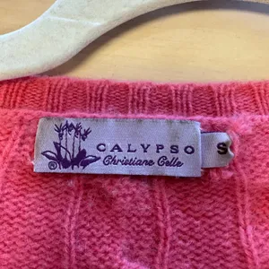 Calypso Christiane Celle 100% Cashmere Cable Knit Crewneck Sweater Coral Pink Sm thumbnail 6