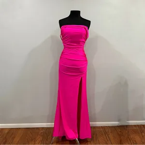 La Femme 28506 Off the Shoulder Ruched Gown Long Dress Hot Pink 4 thumbnail 3