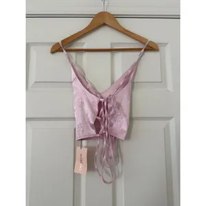 NWT Satin Tie Cami Top adjustable Pink thumbnail 2