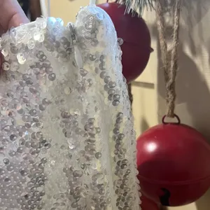 WAYF Silver Sequin straight Neck mini Dress thumbnail 3