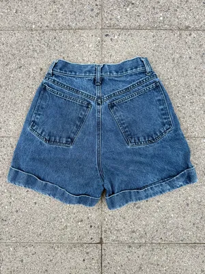 Vintage 90’s Skoozi High-Waisted Cuffed Denim Shorts • Sz 5/XS thumbnail 2