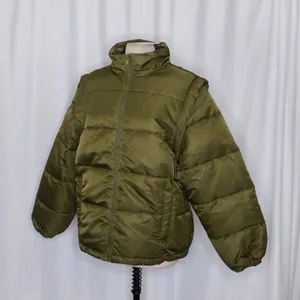 NWT!! WEWOREWHAT Zip Off Sleeve Nylon Puffer Jacket Military Olive Medium thumbnail 5