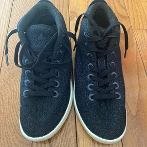 Women's Allbirds WPM Wool Piper Mids Black White 7-Eye Sneakers Size‎ 9 thumbnail 2