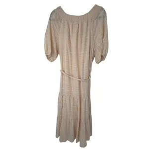 Evereve Carly Blush Cotton Tiered Midi Dress Puff Sleeve Cottage Size Large NWT thumbnail 4
