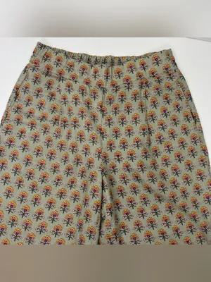 LOFT Beach Floral Linen Cotton Wide Leg Pants Large Petite LP thumbnail 3
