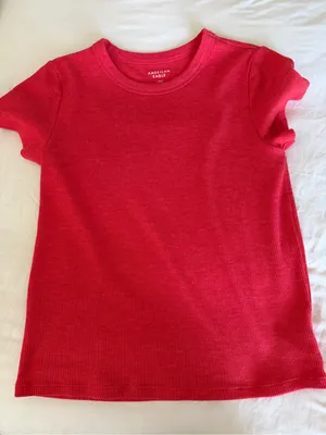 Red waffle knit tee thumbnail 2