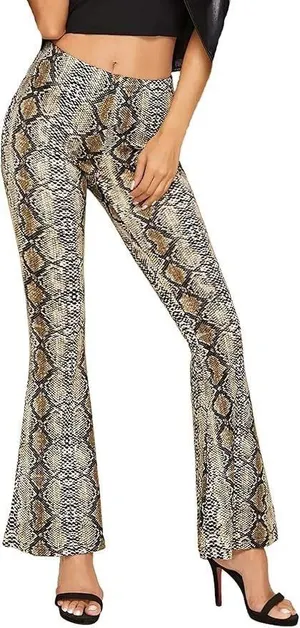 WDIRA Snakeskin Print Stretchy Flare Leg Pants thumbnail 1