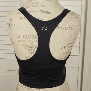 Beyond Yoga Womens Black Silver Side Design Cropped Tank Top Medium‎ thumbnail 3