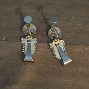 Vintage Victorian Etruscan Revival gold tone doorknocker earrings thumbnail 3