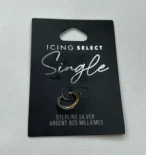 Sterling Silver One 8MM Two-Tone Hoop Earring thumbnail 2