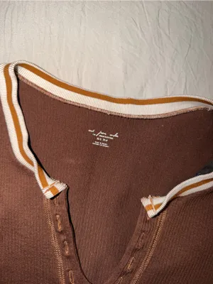 Urban Outfitters V-Neck Top with Striped Collar thumbnail 2