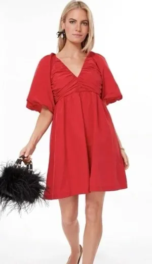 Hyacinth House Tuckernuck Courtney Red Mini Babydoll Dress NWT Size S thumbnail 1