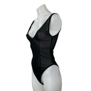 Zara Women's Black Sheer Mesh Tulle Scoop Neck Sleeveless Tank Bodysuit Top Sz S thumbnail 2