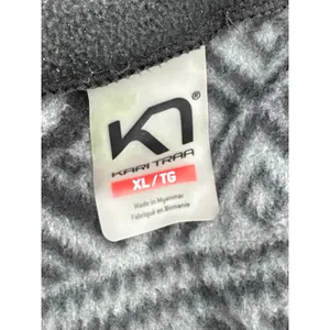 Kari Traa Rothe Full Zip Fleece Jacket Black Grey Geometric Fair Isle XL 622061 thumbnail 5