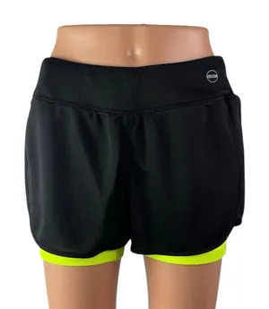 Lauren Ralph Lauren Black Neon Mid Rise Elastic Waist Active Running Shorts Sz M thumbnail 1