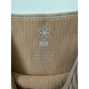 AURA Women's Beige One-Piece Stretch Solid Bodysuit Size S/M thumbnail 2