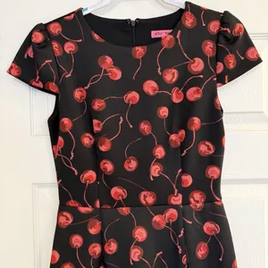 Betsey Johnson Dress Sz 4 Rockabilly Pinup Retro Cherry‎ Print Bombshell 50s 60s thumbnail 2
