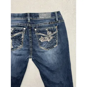 Miss Me Womens Skinny Jeans Medium Wash Embroidered Mid Rise Sz 31 thumbnail 5